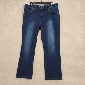 Levi's 505 Dark Wash Zip Fly Mid-Rise Straight Denim Jeans Women's Size 14